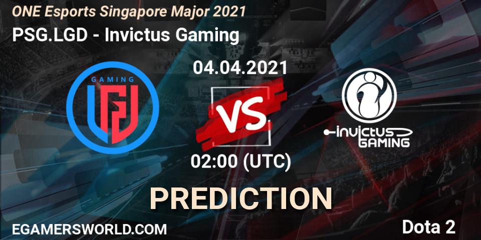 PSG.LGD - Invictus Gaming: ennuste. 04.04.2021 at 02:00, Dota 2, ONE Esports Singapore Major 2021