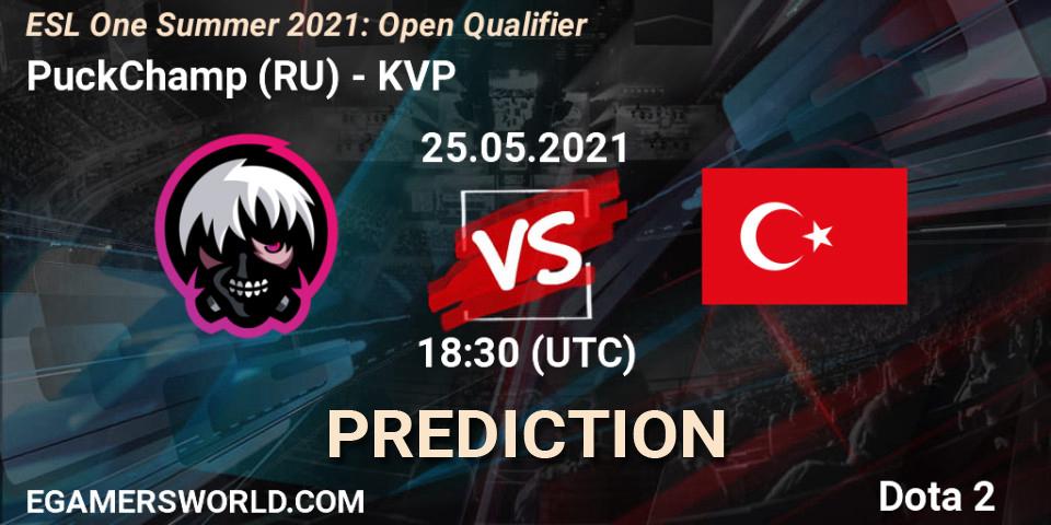 PuckChamp (RU) - KVP: ennuste. 25.05.2021 at 18:30, Dota 2, ESL One Summer 2021: Open Qualifier