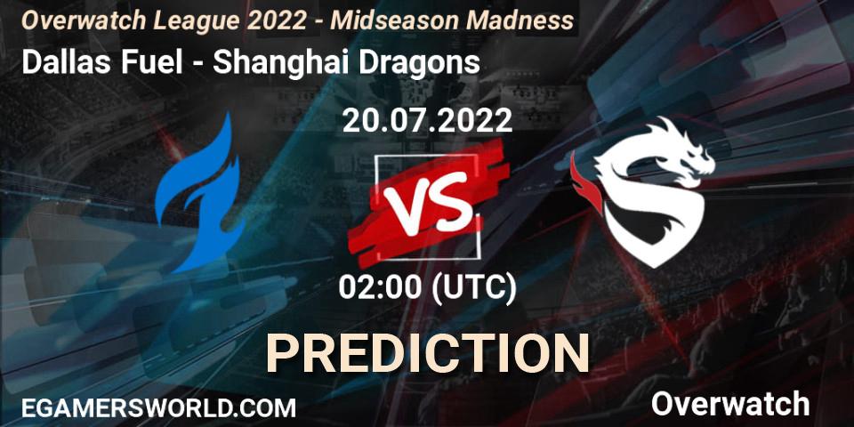 Dallas Fuel - Shanghai Dragons: ennuste. 20.07.2022 at 02:00, Overwatch, Overwatch League 2022 - Midseason Madness