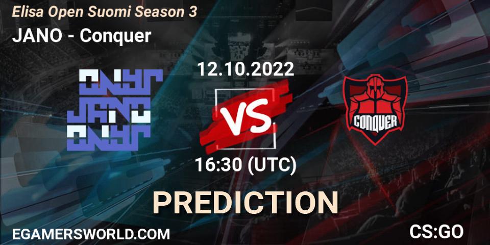 JANO - Conquer: ennuste. 12.10.22, CS2 (CS:GO), Elisa Open Suomi Season 3
