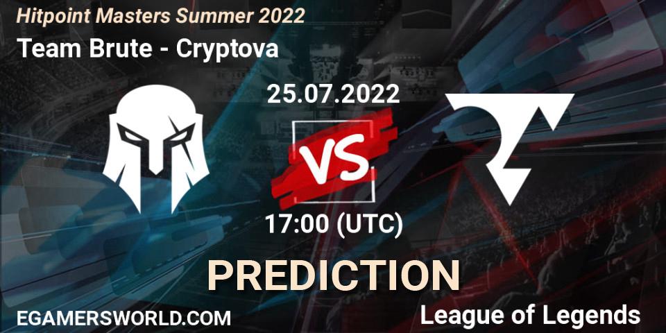 Team Brute - Cryptova: ennuste. 25.07.2022 at 17:00, LoL, Hitpoint Masters Summer 2022
