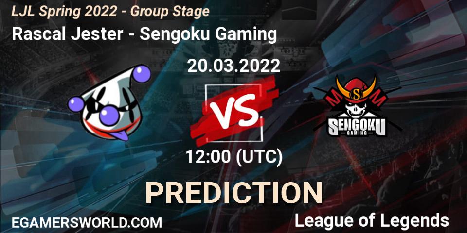 Rascal Jester - Sengoku Gaming: ennuste. 20.03.2022 at 12:00, LoL, LJL Spring 2022 - Group Stage