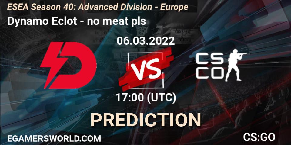 Dynamo Eclot - no meat pls: ennuste. 06.03.2022 at 17:00, Counter-Strike (CS2), ESEA Season 40: Advanced Division - Europe