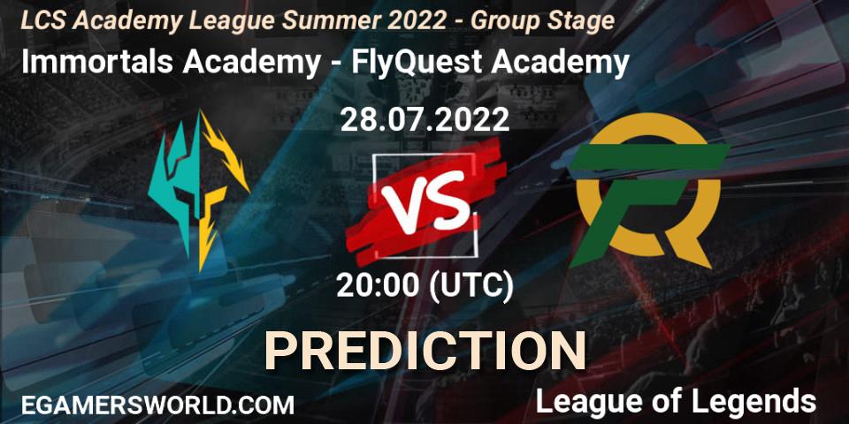 Immortals Academy - FlyQuest Academy: ennuste. 28.07.2022 at 20:00, LoL, LCS Academy League Summer 2022 - Group Stage