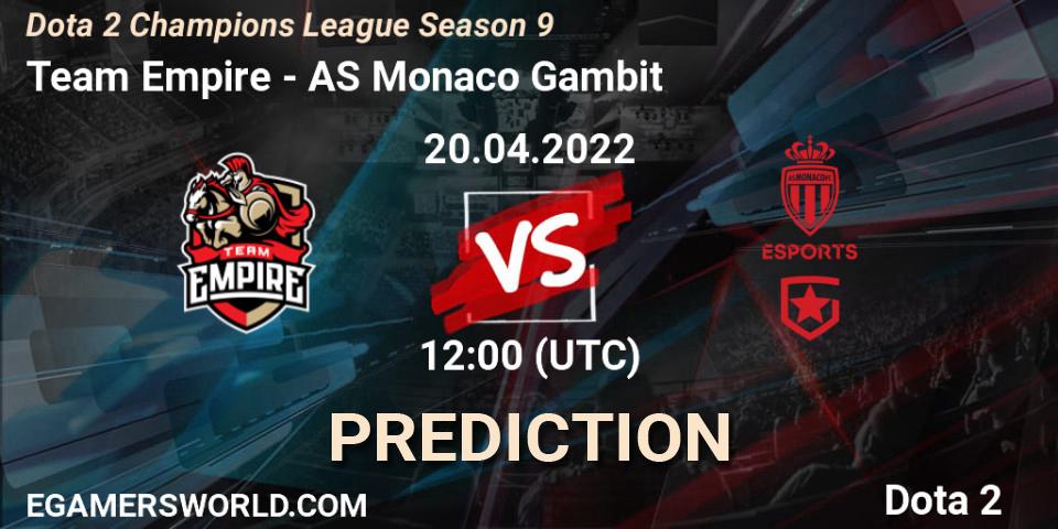 Team Empire - AS Monaco Gambit: ennuste. 20.04.22, Dota 2, Dota 2 Champions League Season 9