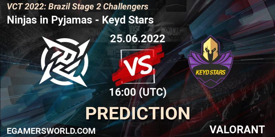 Ninjas in Pyjamas - Keyd Stars: ennuste. 25.06.2022 at 16:15, VALORANT, VCT 2022: Brazil Stage 2 Challengers
