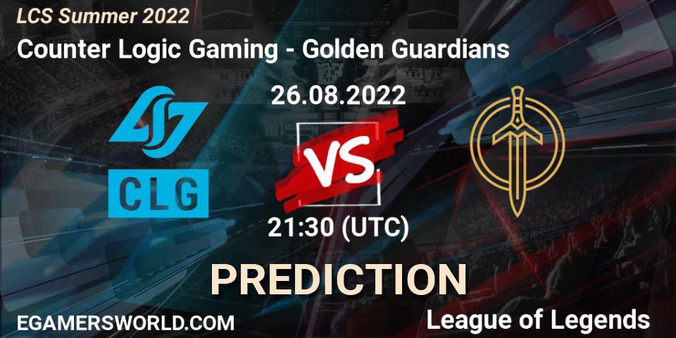 Counter Logic Gaming - Golden Guardians: ennuste. 26.08.22, LoL, LCS Summer 2022