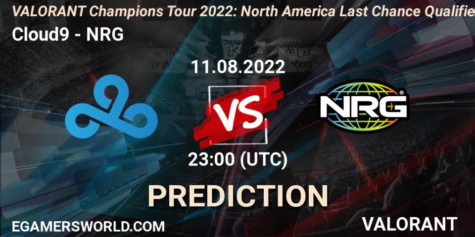 Cloud9 - NRG: ennuste. 12.08.2022 at 00:05, VALORANT, VCT 2022: North America Last Chance Qualifier
