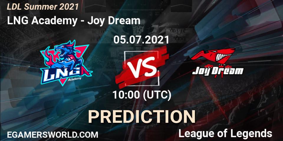 LNG Academy - Joy Dream: ennuste. 05.07.2021 at 10:30, LoL, LDL Summer 2021