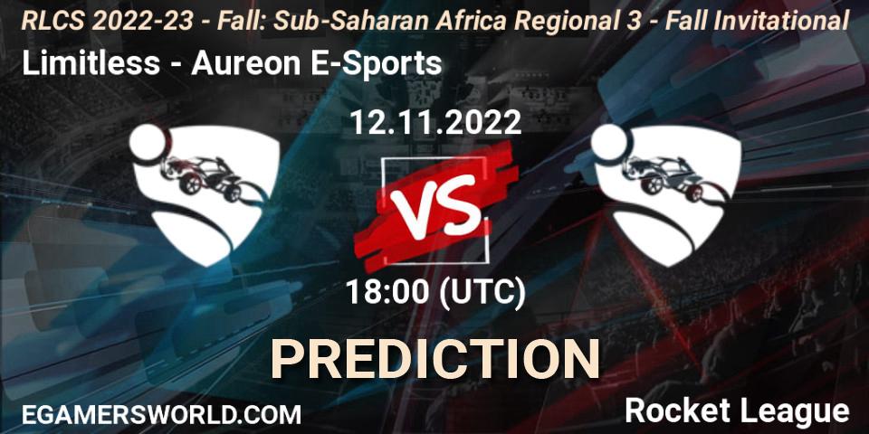 Limitless - Aureon E-Sports: ennuste. 12.11.2022 at 18:00, Rocket League, RLCS 2022-23 - Fall: Sub-Saharan Africa Regional 3 - Fall Invitational