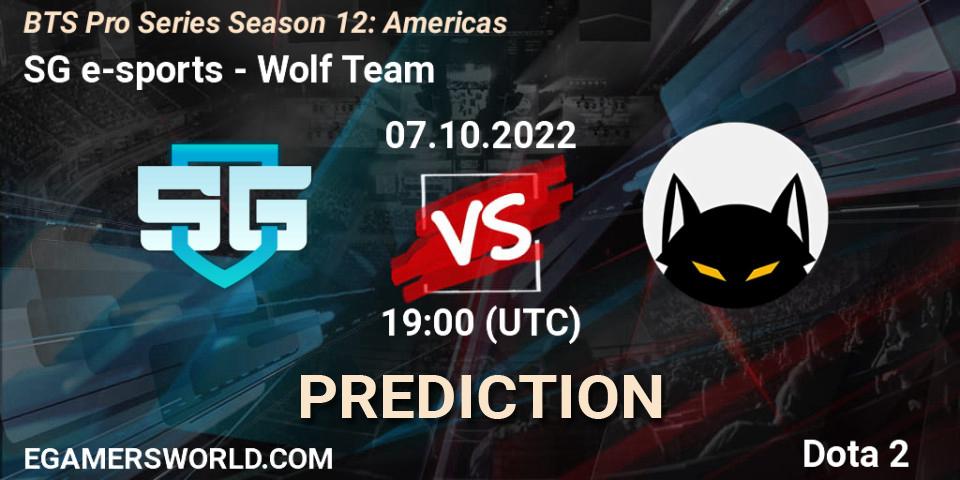 SG e-sports - Wolf Team: ennuste. 07.10.22, Dota 2, BTS Pro Series Season 12: Americas