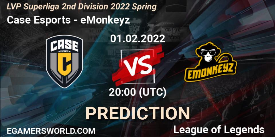 Case Esports - eMonkeyz: ennuste. 01.02.2022 at 19:00, LoL, LVP Superliga 2nd Division 2022 Spring