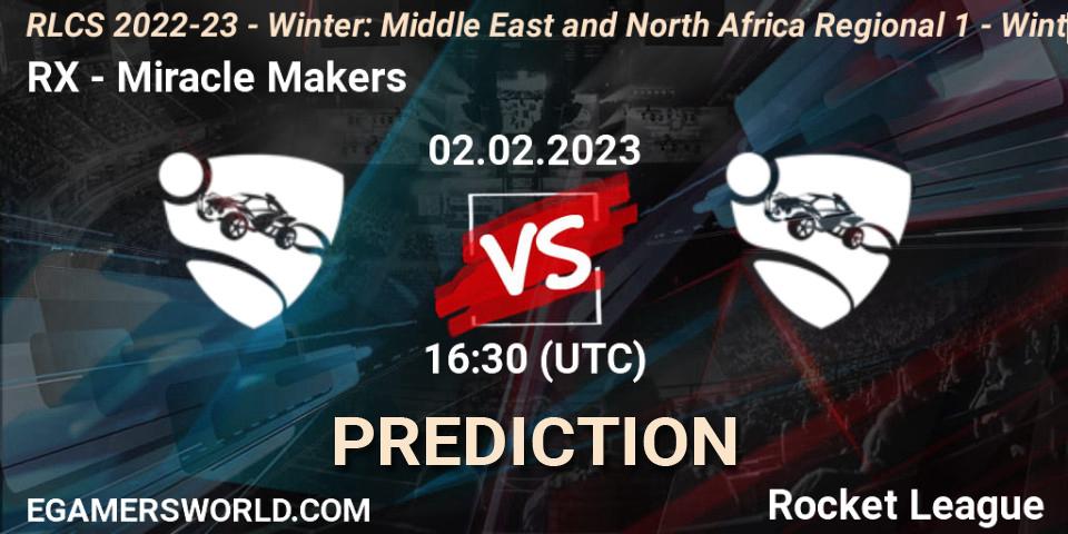 RX - Miracle Makers: ennuste. 02.02.23, Rocket League, RLCS 2022-23 - Winter: Middle East and North Africa Regional 1 - Winter Open