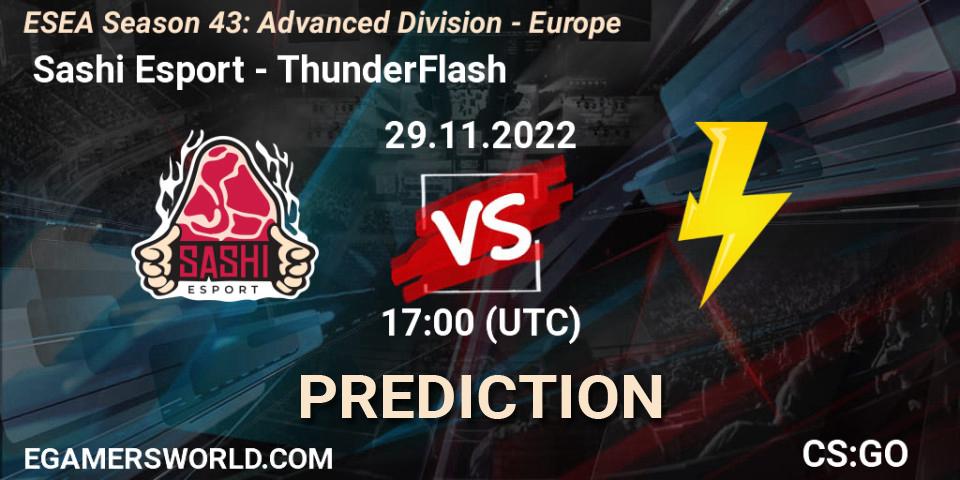  Sashi Esport - ThunderFlash: ennuste. 29.11.22, CS2 (CS:GO), ESEA Season 43: Advanced Division - Europe
