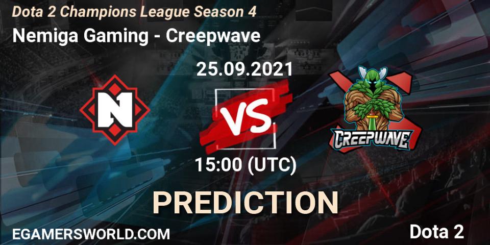 Nemiga Gaming - Creepwave: ennuste. 25.09.2021 at 15:00, Dota 2, Dota 2 Champions League Season 4