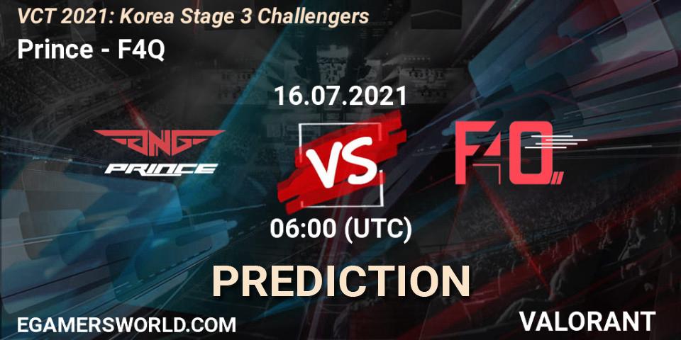 Prince - F4Q: ennuste. 16.07.2021 at 06:00, VALORANT, VCT 2021: Korea Stage 3 Challengers