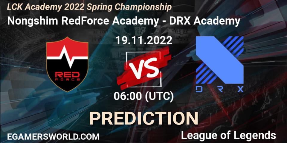 Nongshim RedForce Academy - DRX Academy: ennuste. 19.11.2022 at 08:25, LoL, LCK Academy 2022 Spring Championship