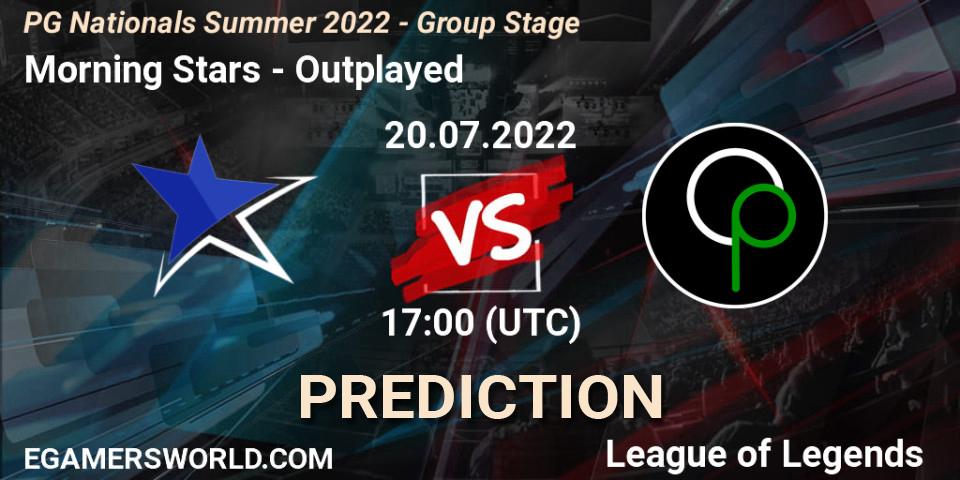 Morning Stars - Outplayed: ennuste. 20.07.2022 at 17:00, LoL, PG Nationals Summer 2022 - Group Stage