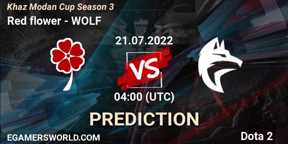 Red flower - WOLF: ennuste. 21.07.2022 at 04:25, Dota 2, Khaz Modan Cup Season 3