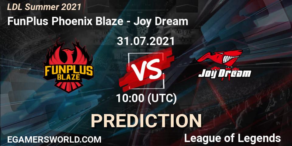 FunPlus Phoenix Blaze - Joy Dream: ennuste. 01.08.2021 at 12:00, LoL, LDL Summer 2021