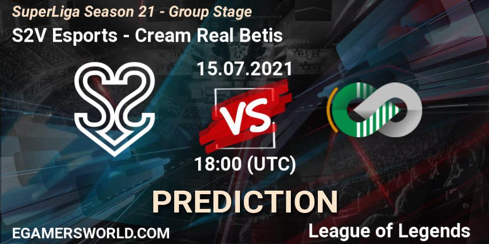 S2V Esports - Cream Real Betis: ennuste. 15.07.21, LoL, SuperLiga Season 21 - Group Stage 