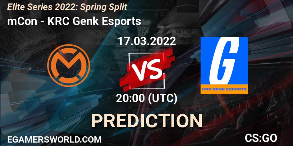 mCon - KRC Genk Esports: ennuste. 17.03.2022 at 20:00, Counter-Strike (CS2), Elite Series 2022: Spring Split