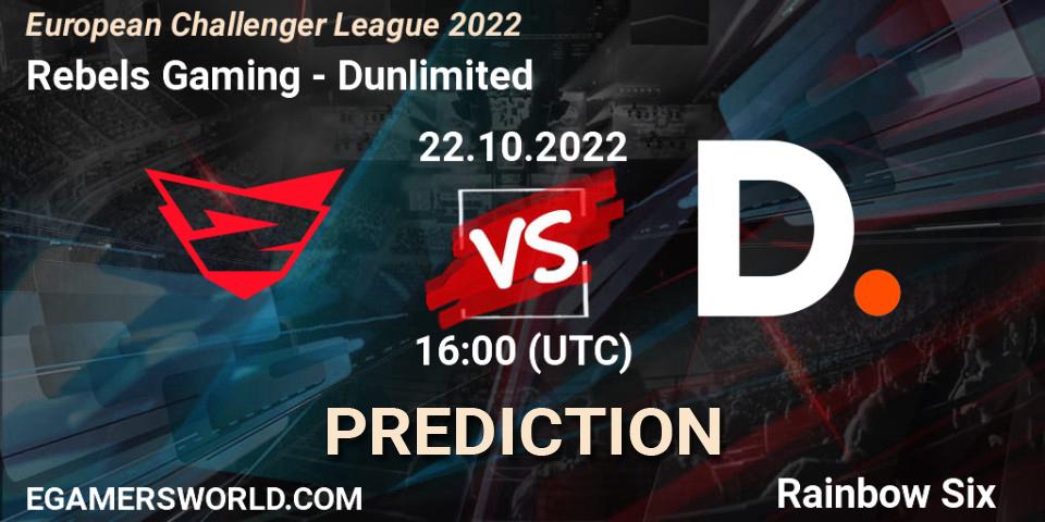 Rebels Gaming - Dunlimited: ennuste. 22.10.2022 at 16:00, Rainbow Six, European Challenger League 2022