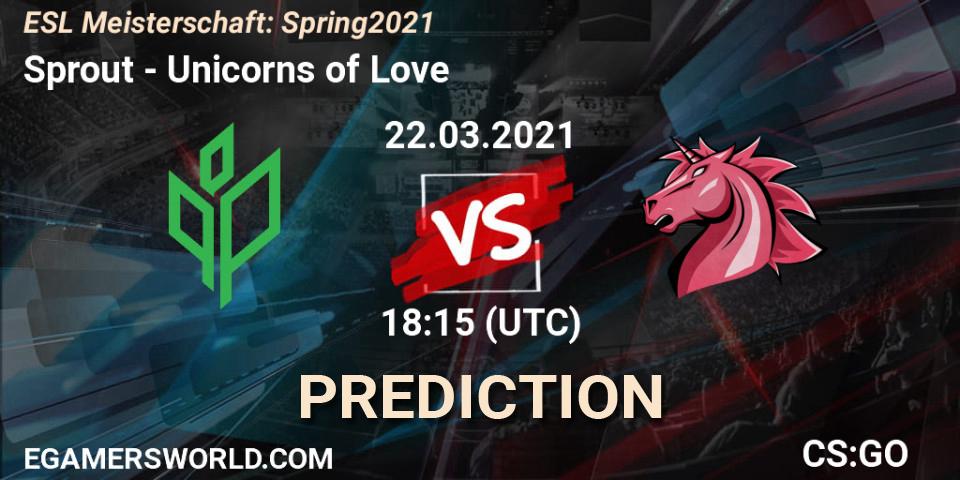 Sprout - Unicorns of Love: ennuste. 22.03.2021 at 18:15, Counter-Strike (CS2), ESL Meisterschaft: Spring 2021