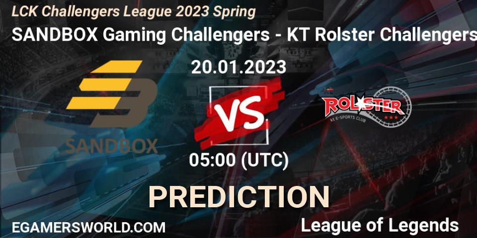 SANDBOX Gaming Youth - KT Rolster Challengers: ennuste. 20.01.2023 at 05:00, LoL, LCK Challengers League 2023 Spring