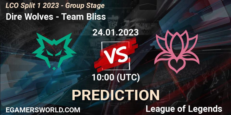Dire Wolves - Team Bliss: ennuste. 24.01.2023 at 09:00, LoL, LCO Split 1 2023 - Group Stage