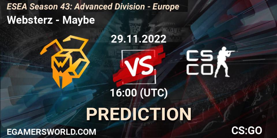 Websterz - Maybe: ennuste. 29.11.22, CS2 (CS:GO), ESEA Season 43: Advanced Division - Europe