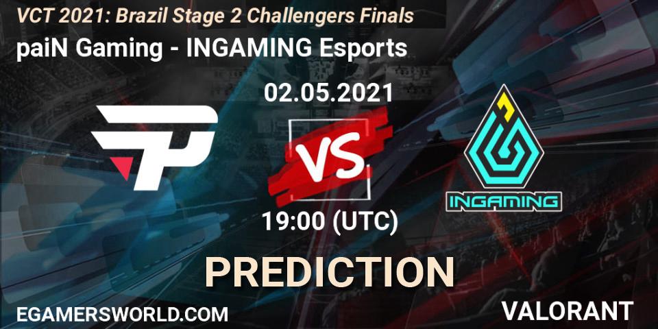 paiN Gaming - INGAMING Esports: ennuste. 02.05.2021 at 19:00, VALORANT, VCT 2021: Brazil Stage 2 Challengers Finals