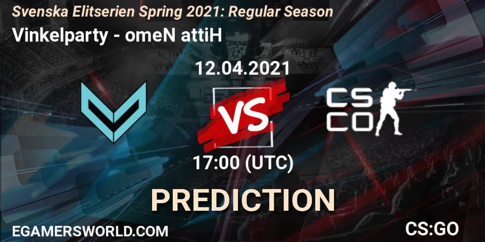 Vinkelparty - omeN attiH: ennuste. 12.04.2021 at 17:00, Counter-Strike (CS2), Svenska Elitserien Spring 2021: Regular Season