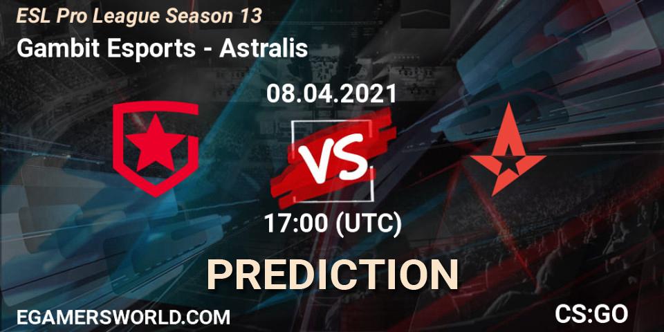 Gambit Esports - Astralis: ennuste. 08.04.2021 at 17:00, Counter-Strike (CS2), ESL Pro League Season 13