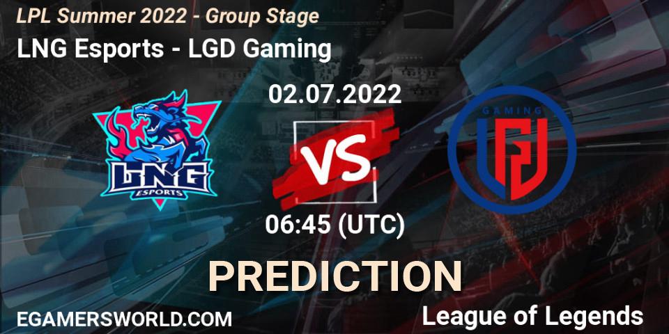LNG Esports - LGD Gaming: ennuste. 02.07.2022 at 07:00, LoL, LPL Summer 2022 - Group Stage