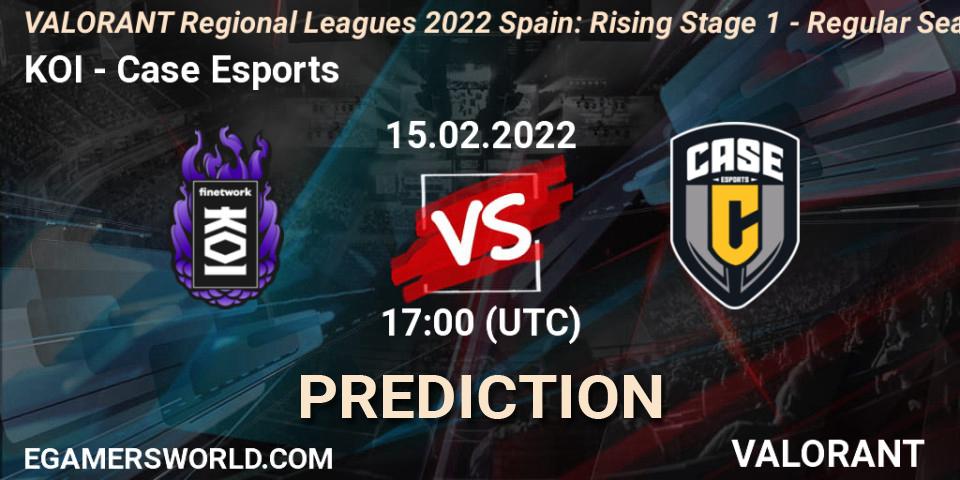 KOI - Case Esports: ennuste. 15.02.2022 at 17:00, VALORANT, VALORANT Regional Leagues 2022 Spain: Rising Stage 1 - Regular Season