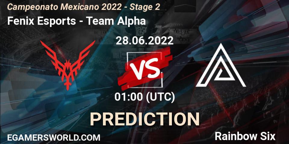 Fenix Esports - Team Alpha: ennuste. 28.06.2022 at 00:00, Rainbow Six, Campeonato Mexicano 2022 - Stage 2