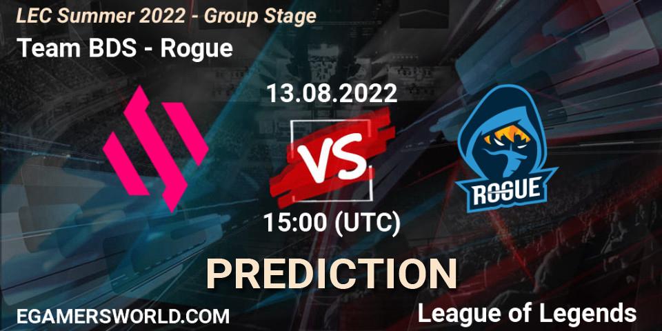 Team BDS - Rogue: ennuste. 13.08.22, LoL, LEC Summer 2022 - Group Stage