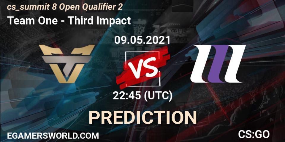 Team One - Third Impact: ennuste. 09.05.2021 at 22:45, Counter-Strike (CS2), cs_summit 8 Open Qualifier 2