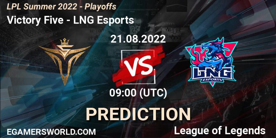 Victory Five - LNG Esports: ennuste. 21.08.22, LoL, LPL Summer 2022 - Playoffs
