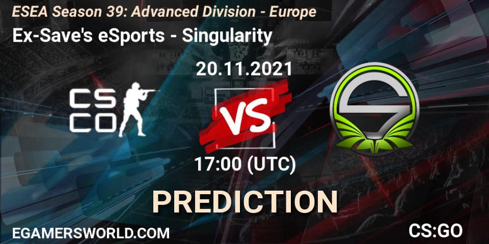 Ex-Save's eSports - Singularity: ennuste. 20.11.2021 at 17:00, Counter-Strike (CS2), ESEA Season 39: Advanced Division - Europe