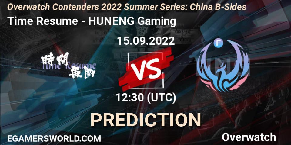 Time Resume - HUNENG Gaming: ennuste. 15.09.2022 at 11:45, Overwatch, Overwatch Contenders 2022 Summer Series: China B-Sides