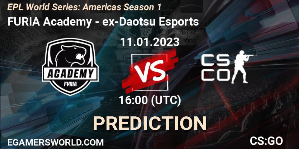 FURIA Academy - ex-Daotsu Esports: ennuste. 12.01.2023 at 16:00, Counter-Strike (CS2), EPL World Series: Americas Season 1