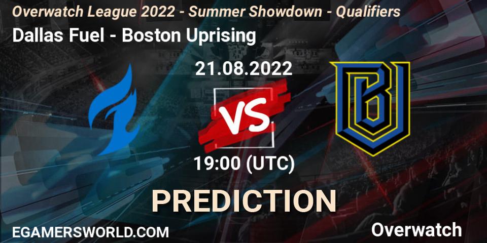 Dallas Fuel - Boston Uprising: ennuste. 21.08.22, Overwatch, Overwatch League 2022 - Summer Showdown - Qualifiers