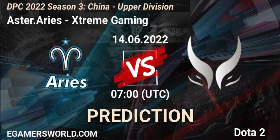 Aster.Aries - Xtreme Gaming: ennuste. 14.06.2022 at 07:00, Dota 2, DPC 2021/2022 China Tour 3: Division I