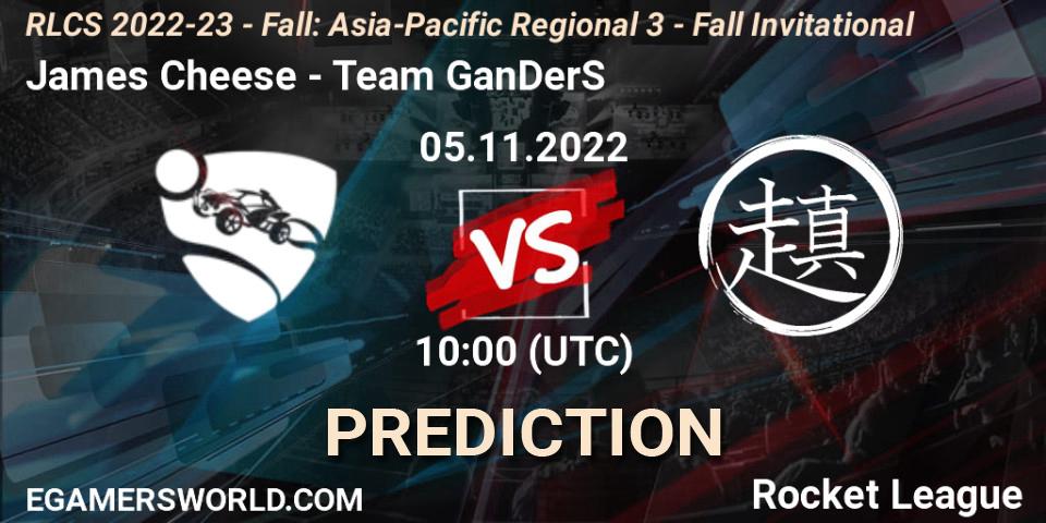 James Cheese - Team GanDerS: ennuste. 05.11.2022 at 10:00, Rocket League, RLCS 2022-23 - Fall: Asia-Pacific Regional 3 - Fall Invitational