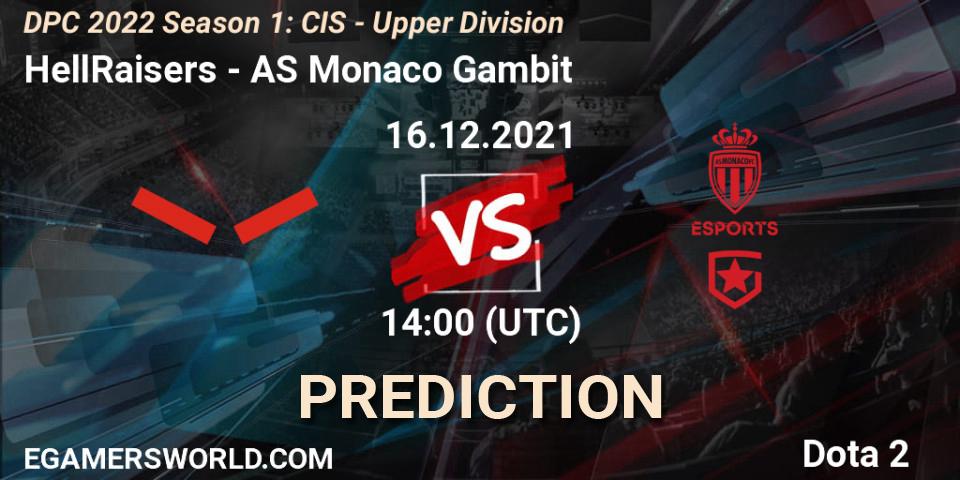 HellRaisers - AS Monaco Gambit: ennuste. 16.12.2021 at 14:57, Dota 2, DPC 2022 Season 1: CIS - Upper Division