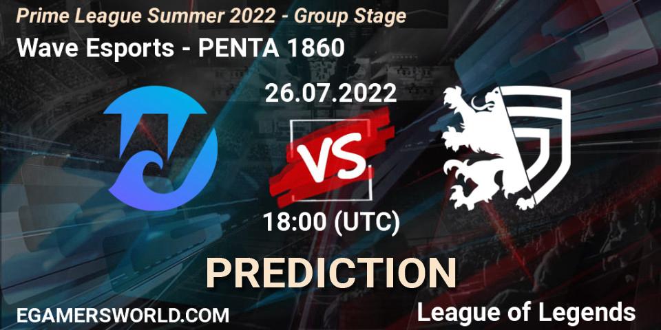Wave Esports - PENTA 1860: ennuste. 26.07.2022 at 18:00, LoL, Prime League Summer 2022 - Group Stage