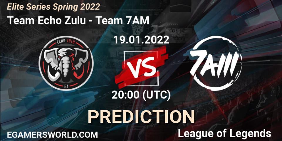 Team Echo Zulu - Team 7AM: ennuste. 19.01.2022 at 20:00, LoL, Elite Series Spring 2022