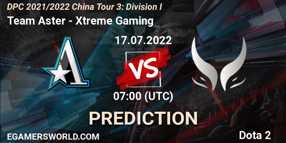 Team Aster - Xtreme Gaming: ennuste. 17.07.2022 at 07:18, Dota 2, DPC 2021/2022 China Tour 3: Division I